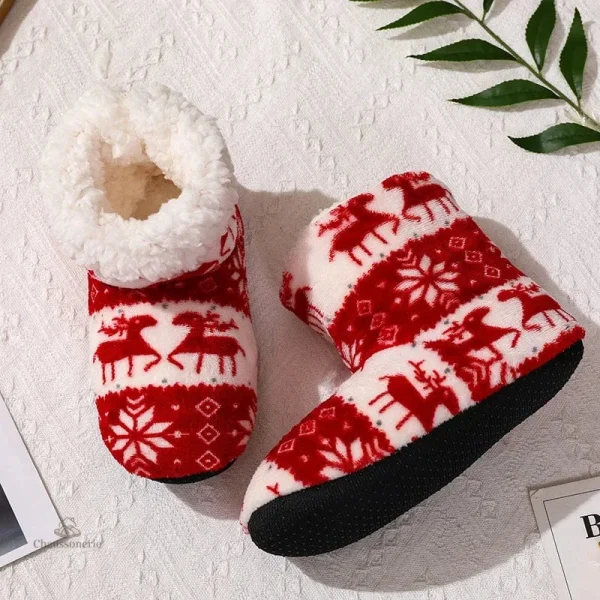 Chaussons d'intérieur avec motif festif pour femme