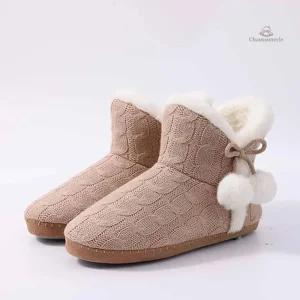 Bottines chausson femme fourrées et chaudes