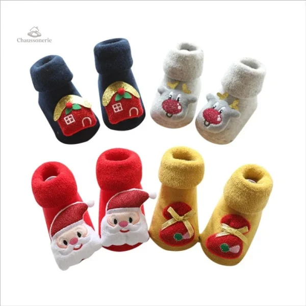 Chaussette bébé avec motifs de Noël