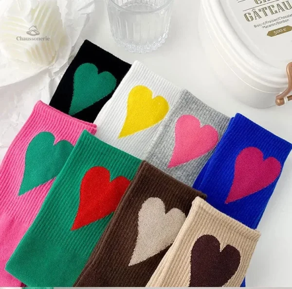 Chaussettes douces avec motif cœur