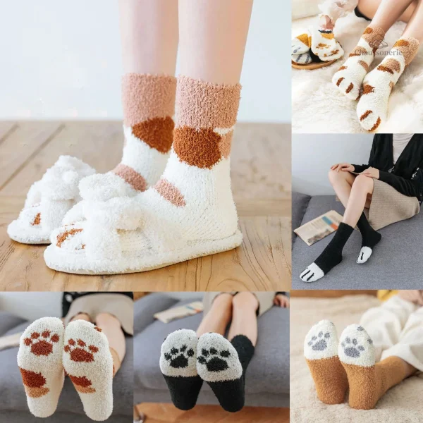 Chaussettes douces femme pattes d'animaux