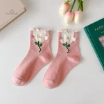 Chaussettes fantaisie à motifs de fleurs