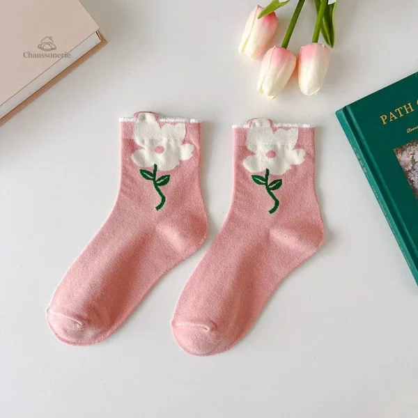 Chaussettes fantaisie à motifs de fleurs