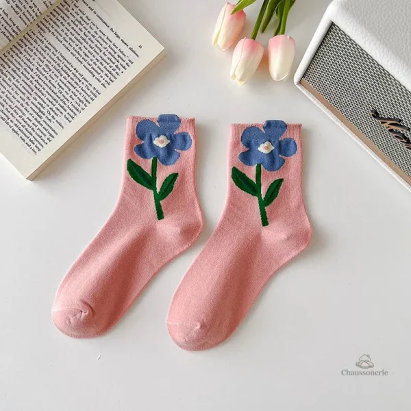 Chaussettes confortables avec design floral