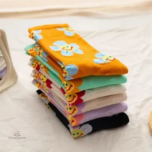 Chaussettes fleuries pour femmes, style Cute Edition