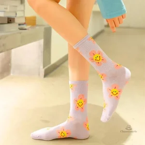 Chaussettes femme avec motifs floraux charmants