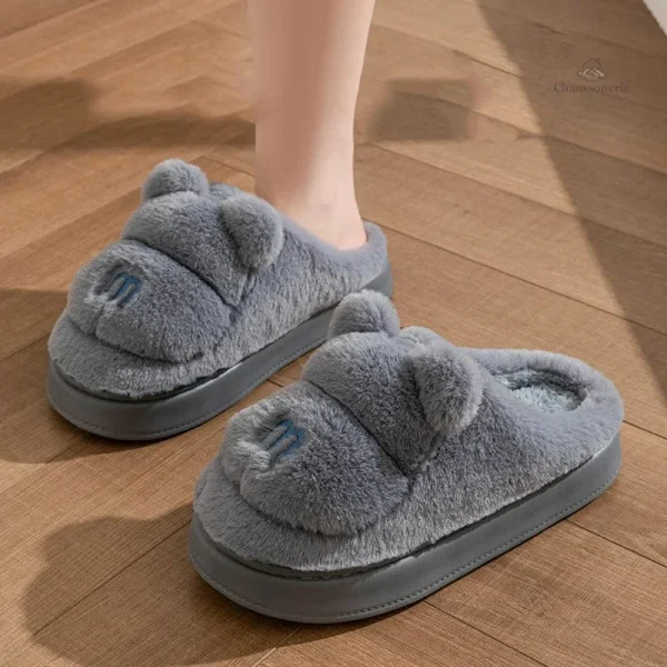 Chausson femme chaud avec design animal