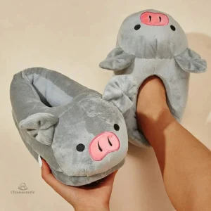 Chaussons animaux en forme de cochon pour femmes