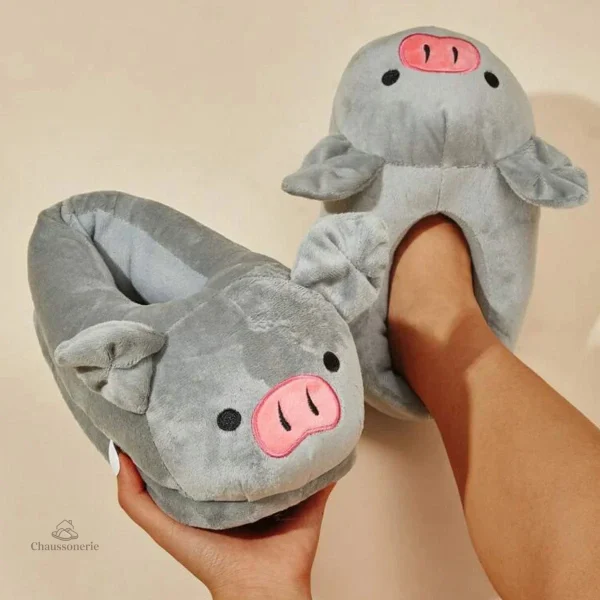 Chaussons animaux en forme de cochon pour femmes