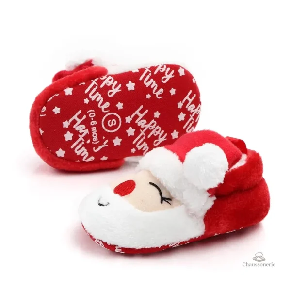 Chaussons bébé Noël en rouge et vert
