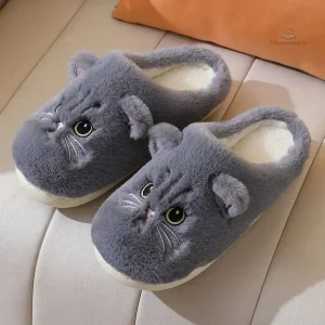 Chaussons femme en forme de chat mignon et ludique