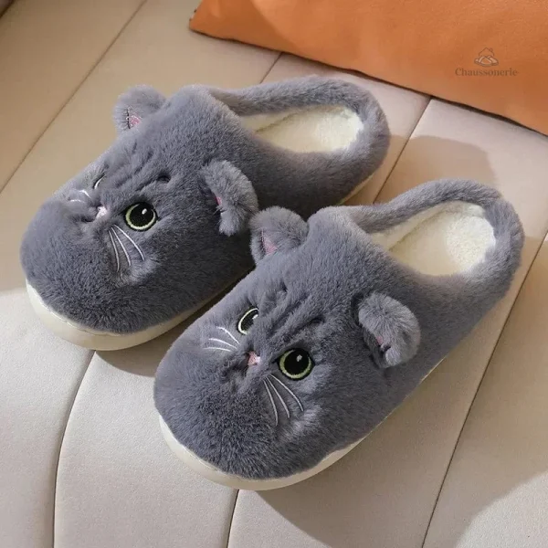 Chaussons femme en forme de chat mignon et ludique