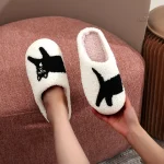 Chaussons doux pour femme, motif félin amusant