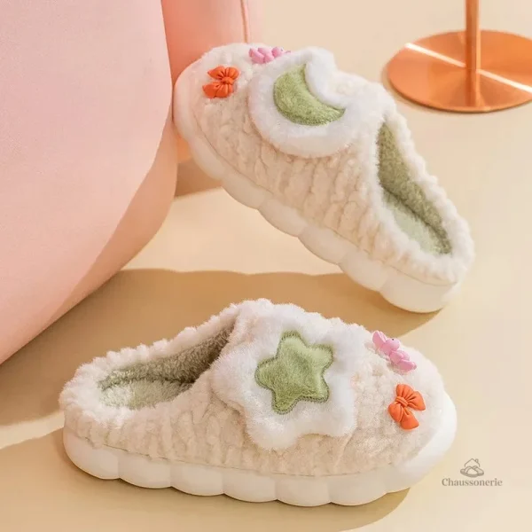 Chausson Fluffy pour Femme, parfait pour les soirées d'hiver