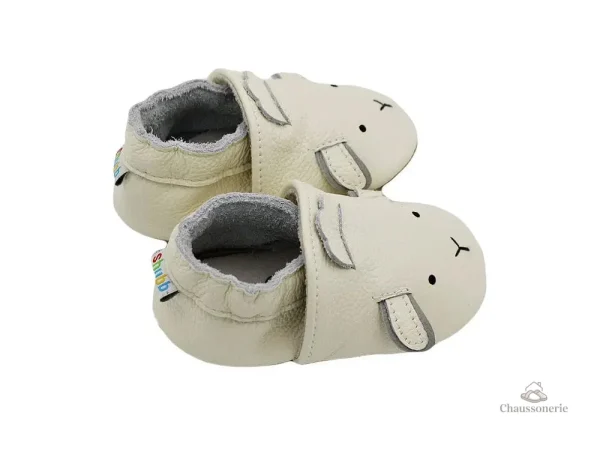 Chausson cuir avec motifs d'animaux adorables