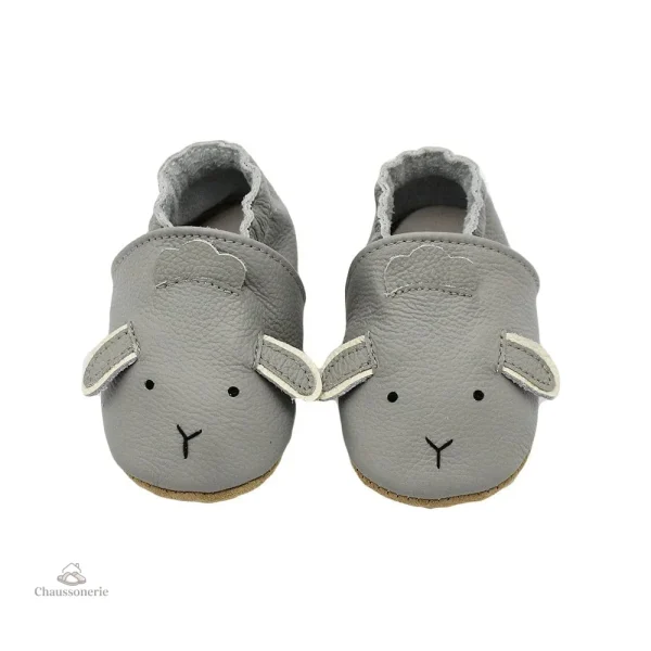 Chausson cuir bébé avec motifs d'animaux