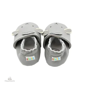 Chausson bébé cuir animaux colorés