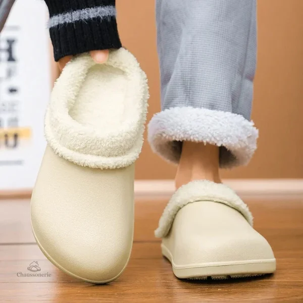 Chausson homme en cuir synthétique facile à enfiler