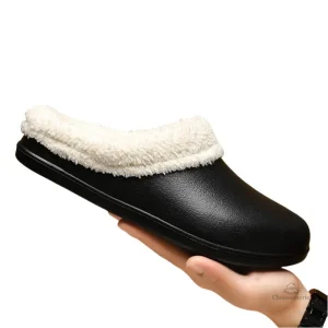 Chausson homme confortable en cuir synthétique