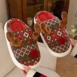 Chaussons femme avec design renne pour les fêtes