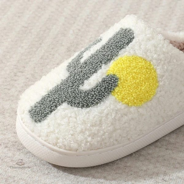Chausson cosy femme hiver motif cactus