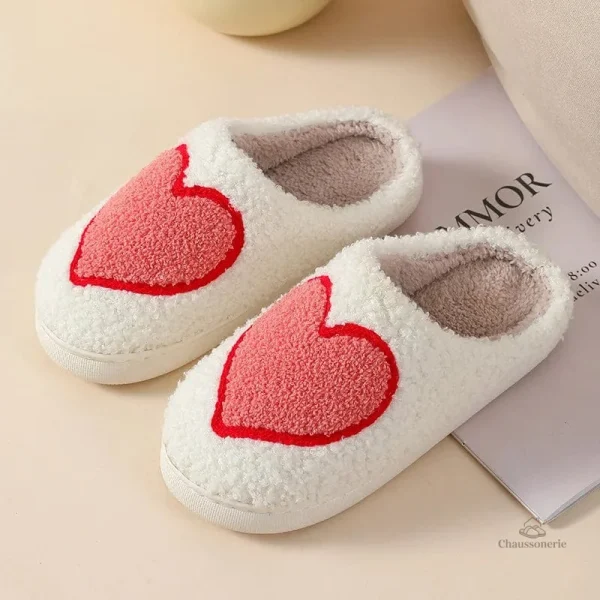 chausson-douillet-pour-femme-coeur-1 Chausson Douillet Femme Cœur pour hiver
