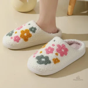 Chausson Femme Hiver à motif floral doux