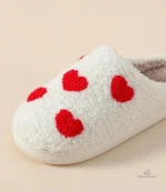Chausson Femme Hiver doux avec motif de petits coeurs