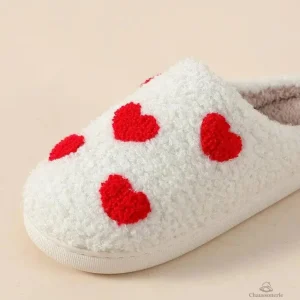 Chausson Femme Hiver doux avec motif de petits coeurs