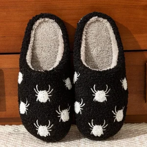 Chausson femme confortable avec motif d'araignée amusant