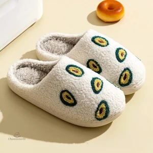 Chaussons fantaisie femme colorés avocat