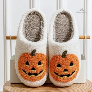 Chausson Fantaisie Femme Blanc - Citrouille