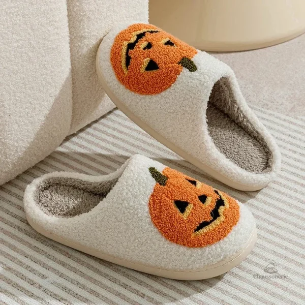 Chaussons fantaisie pour femme, coloris blanc