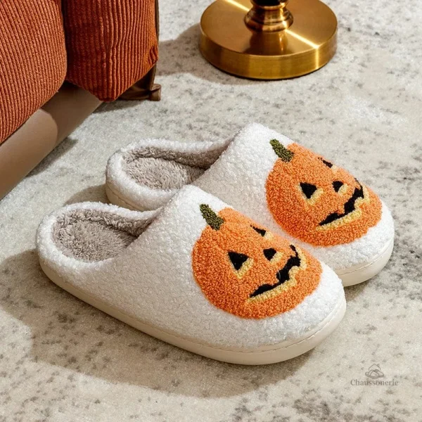 Chaussons originaux pour femme, style Citrouille et confort