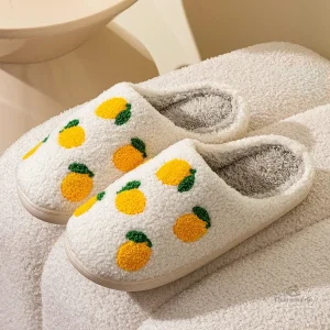 Chausson d'hiver femme motif citron coloré