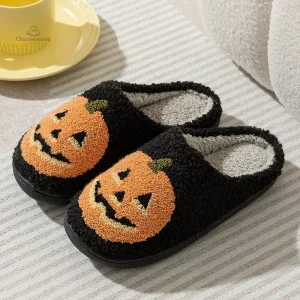 Chausson Fantaisie Femme Noir - Citrouille