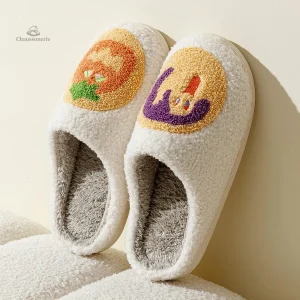 Chaussons fantaisie pour femmes style Citrouille