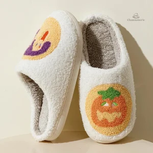 Chausson confortable femme motif Citrouille