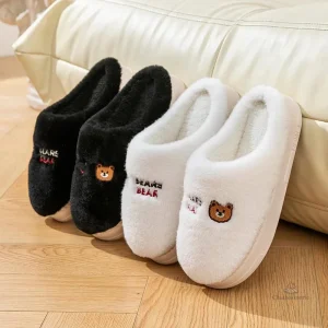 Chausson Femme Petit Ourson Fantaisie Hiver