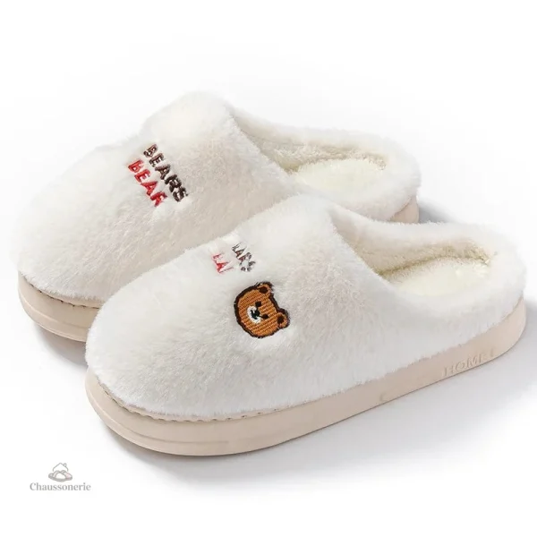 Chausson femme hiver avec adorable petit ourson