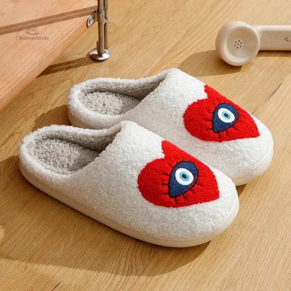Chausson Femme Mignon Cœur Rouge