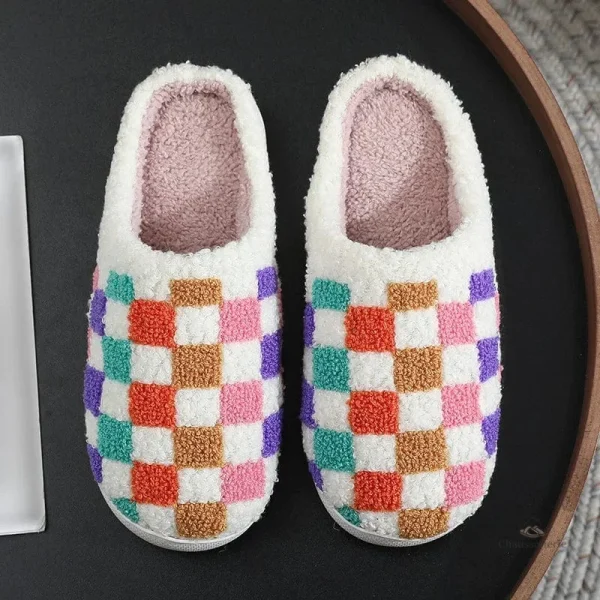 Chausson femme style à carreaux tendance