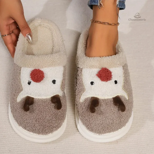 Chausson femme chaud avec design animalier unique