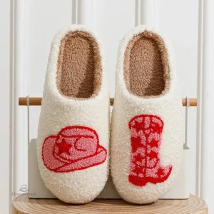Chaussons originaux femme cowboy rouge