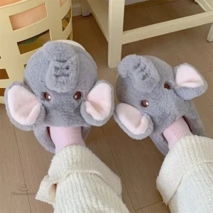 Chausson femme éléphant original pour un look amusant