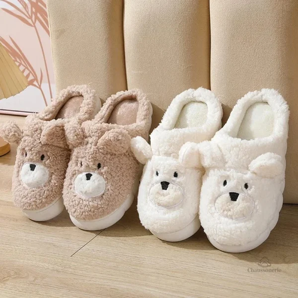 Chausson Femme en peluche Ours doux