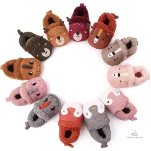 Chausson fourré bébé animaux doux et confortables