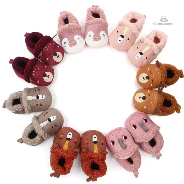 Chausson souple bébé motif animaux colorés