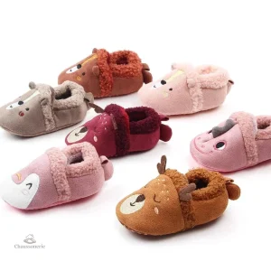 Chausson fourré bébé en forme d'animaux