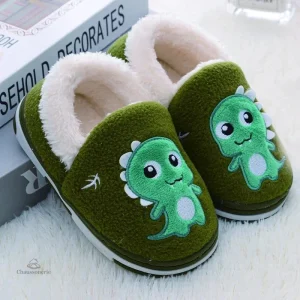 Chausson Garçon Dino Vert pour un confort ludique